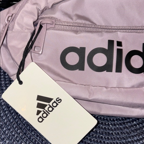 NWT Adidas Unisex Belt Bag- lilac with black print and nylon straps- adorable 💜 - Picture 2 of 12